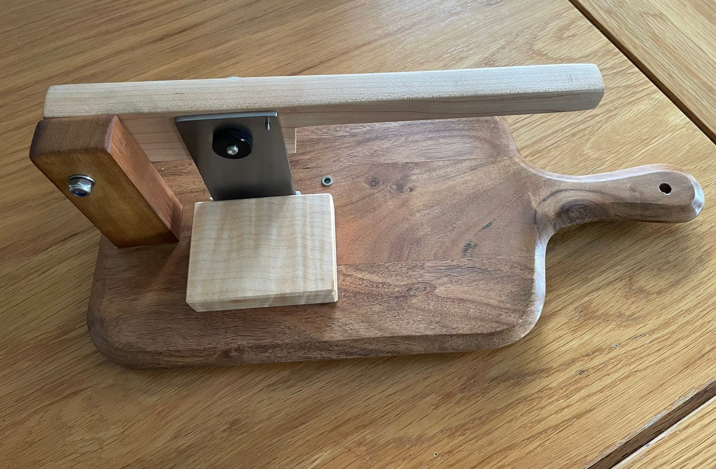 Acacia Biltong Cutting Board with Maple handle.